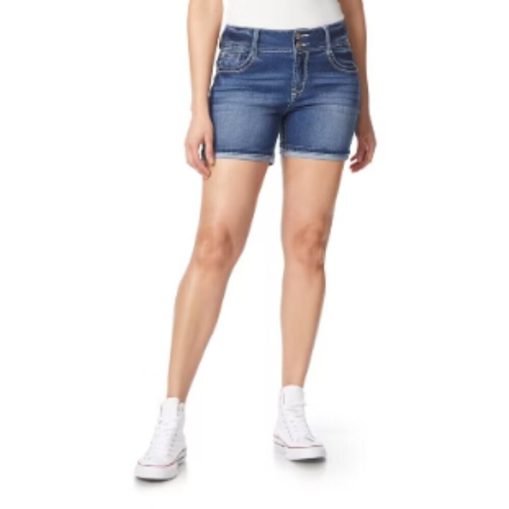 Wallflower Stretch Wide Waist Double Button Jean Shorts Juniors Size 9
